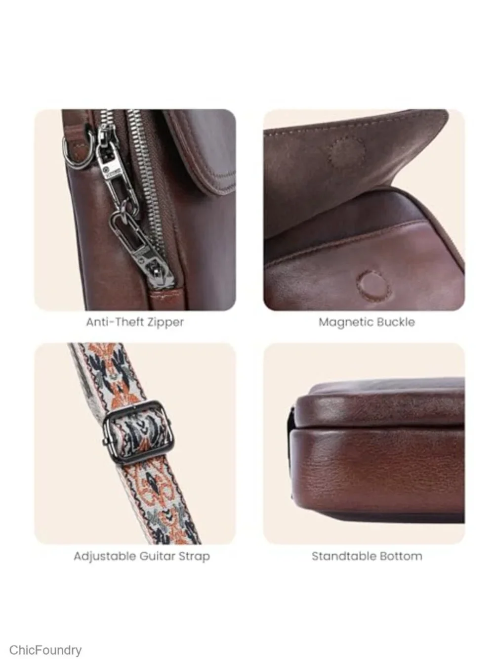 Small Leather Crossbody Bag Women RFID Blocking Anti-Theft Phone Purse Card